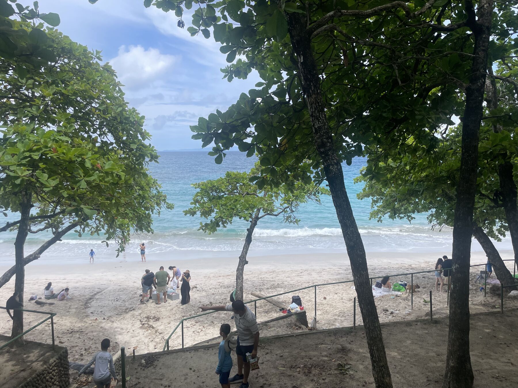 Playa Mantas cove framed by trees, Jaco Beach, Costa Rica