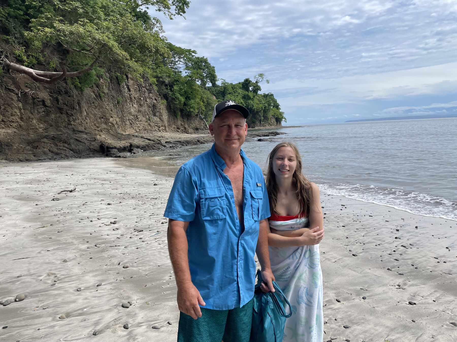 Two guests on the sand at Playa Mantas — Jaco Costa Rica best snorkeling