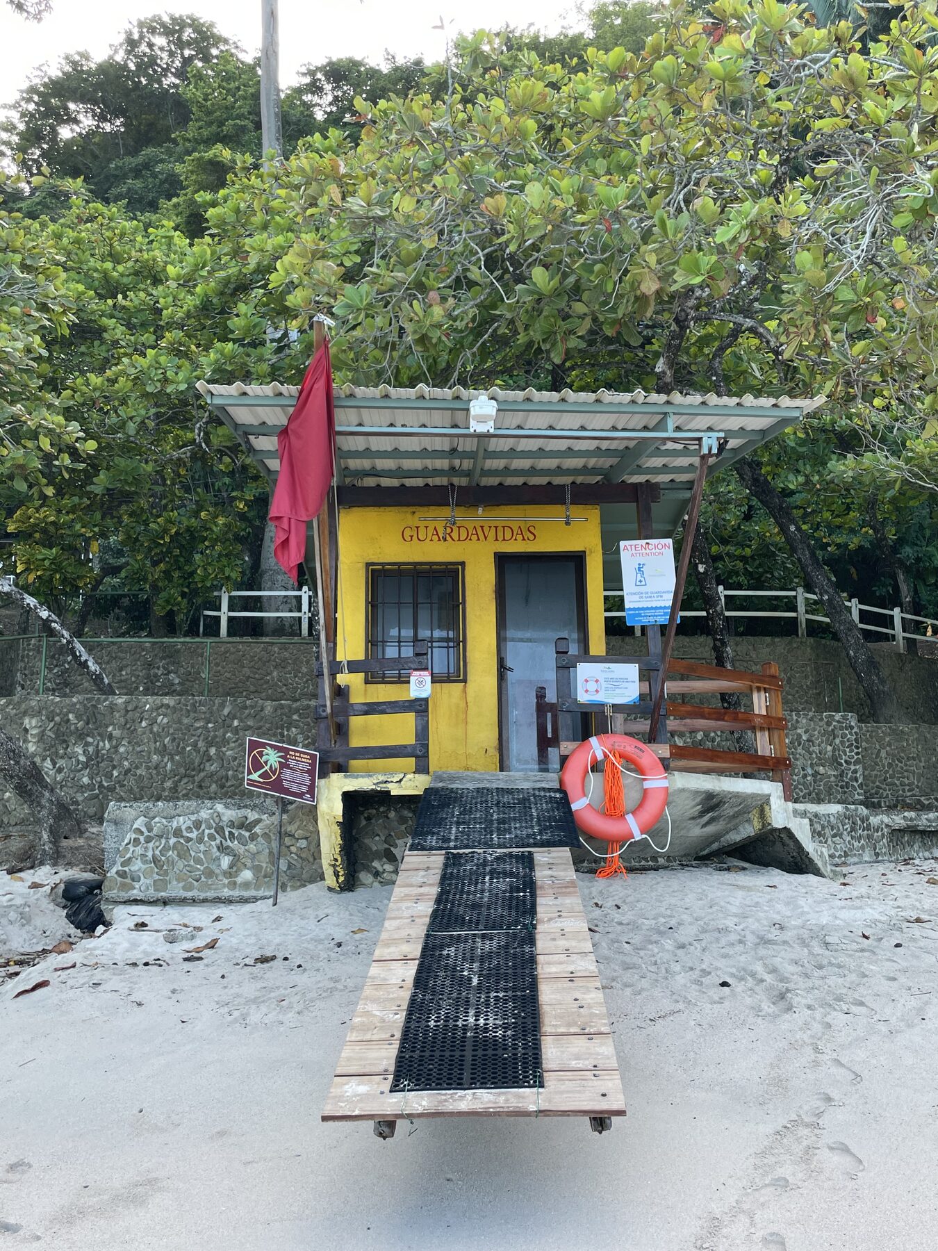 Lifeguard (guardavidas) station on the beach at the snorkeling cove near Playa Mantas, Jacó, Costa Rica
