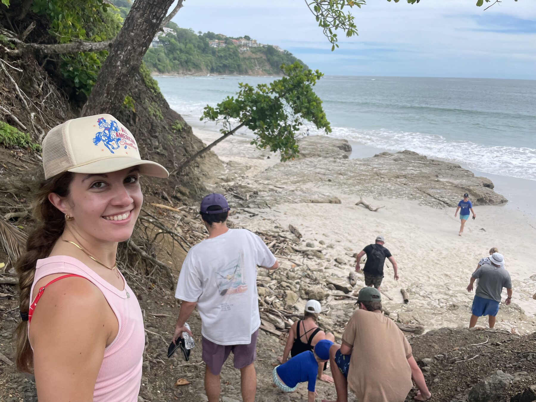 A smiling guest at Playa Mantas on a best snorkel tour Jaco beach day