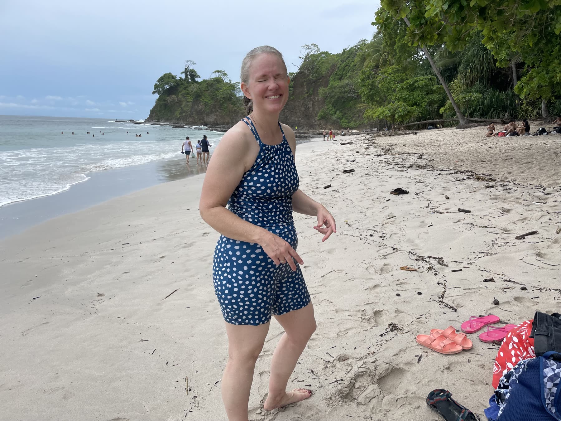A guest on the beach at Playa Mantas — Jaco Costa Rica best snorkeling